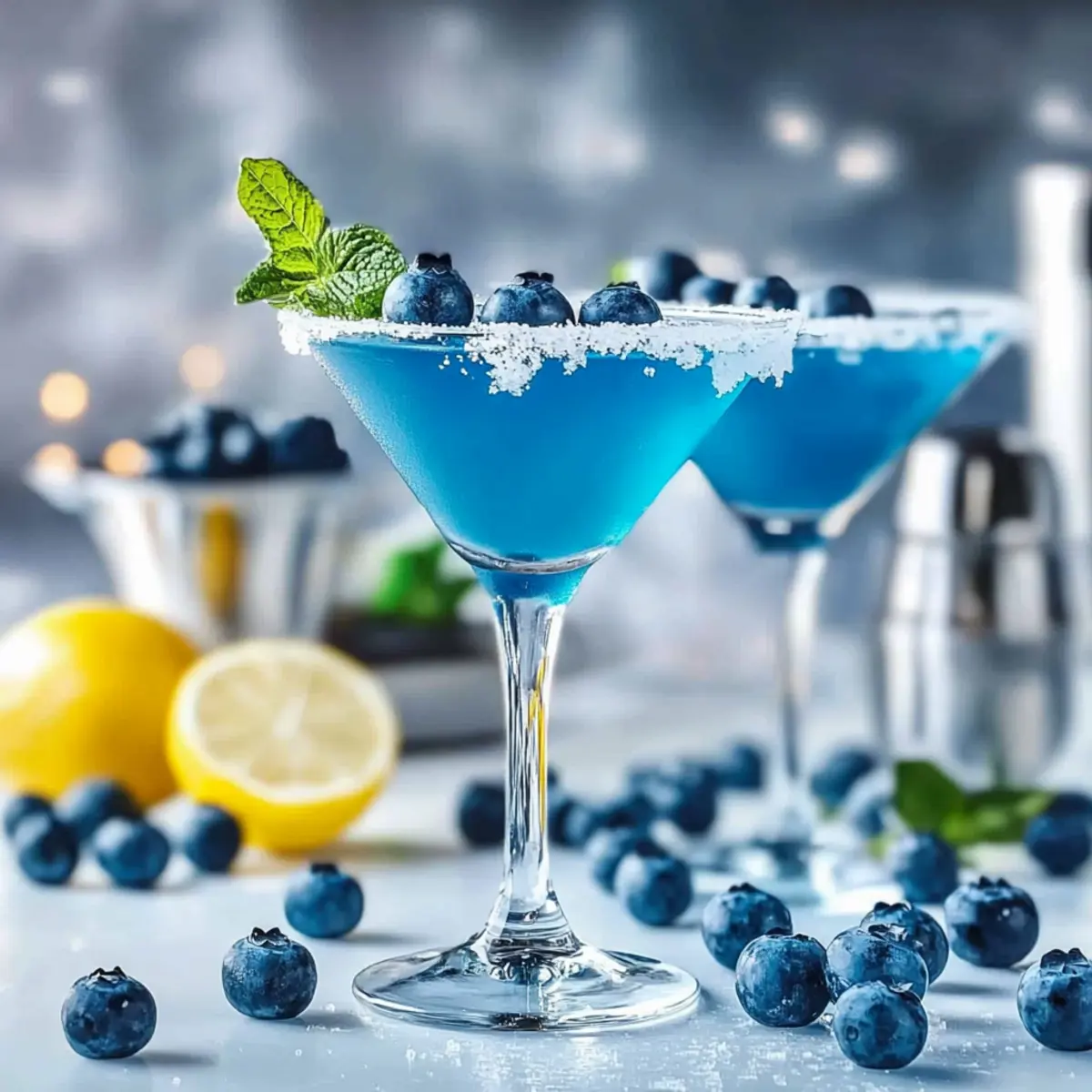 Blueberry Snow Martini Cocktail Recipe