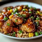 Saucy Chicken with Vegetable Fried Rice