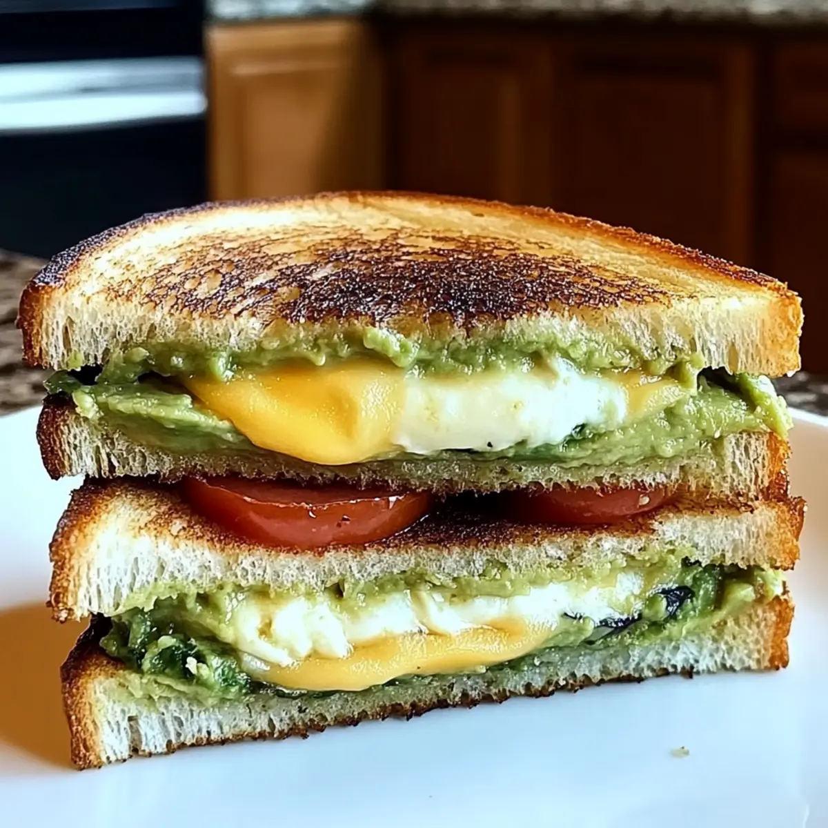 Avocado, Mozzarella, and Tomato Grilled Cheese