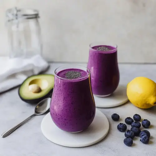 Blueberry Avocado Smoothie With Lemon & Yogurt