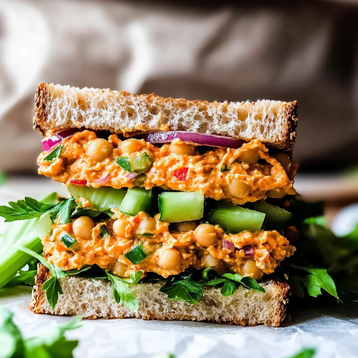 Buffalo Chickpea Salad Sandwich