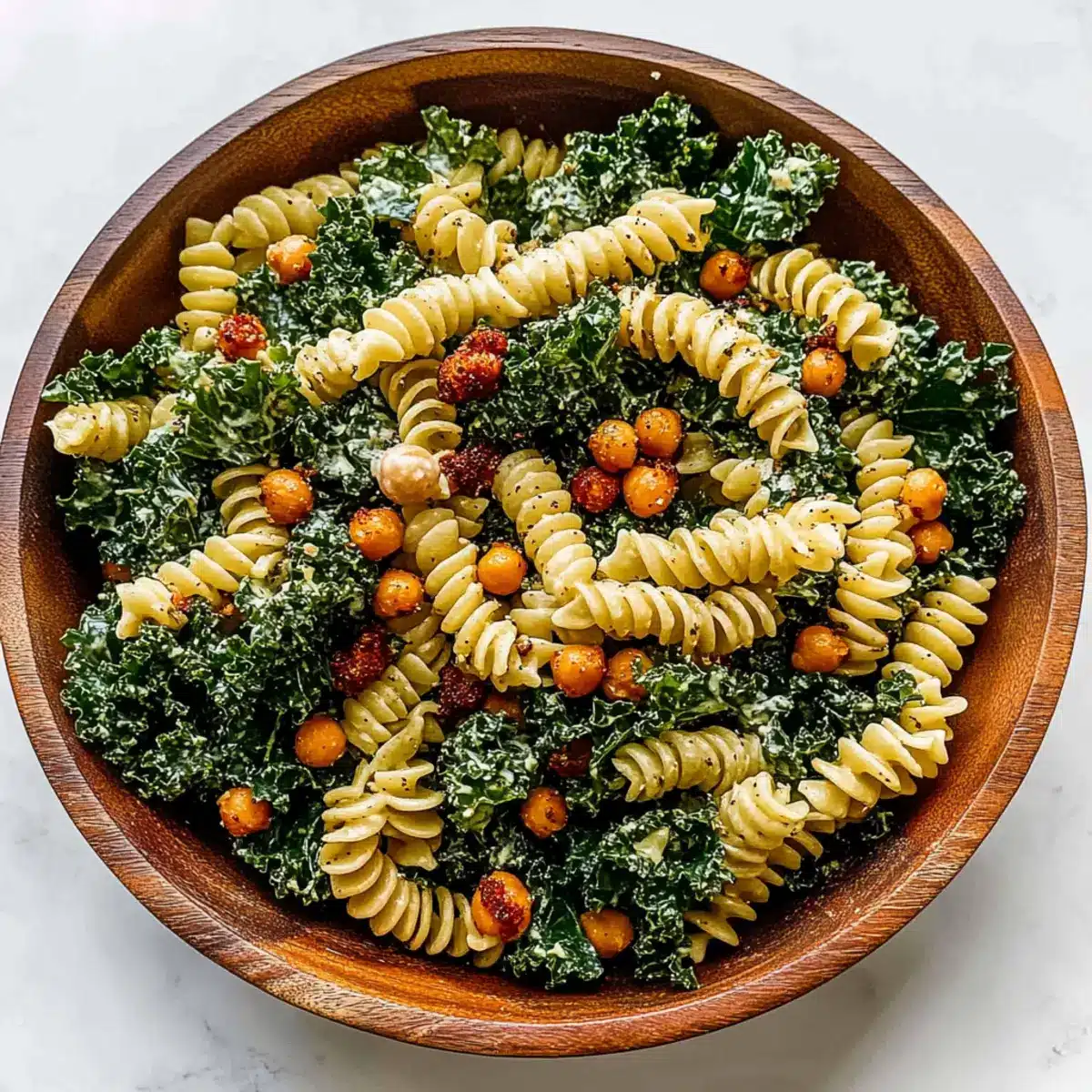 Kale Caesar Pasta Salad
