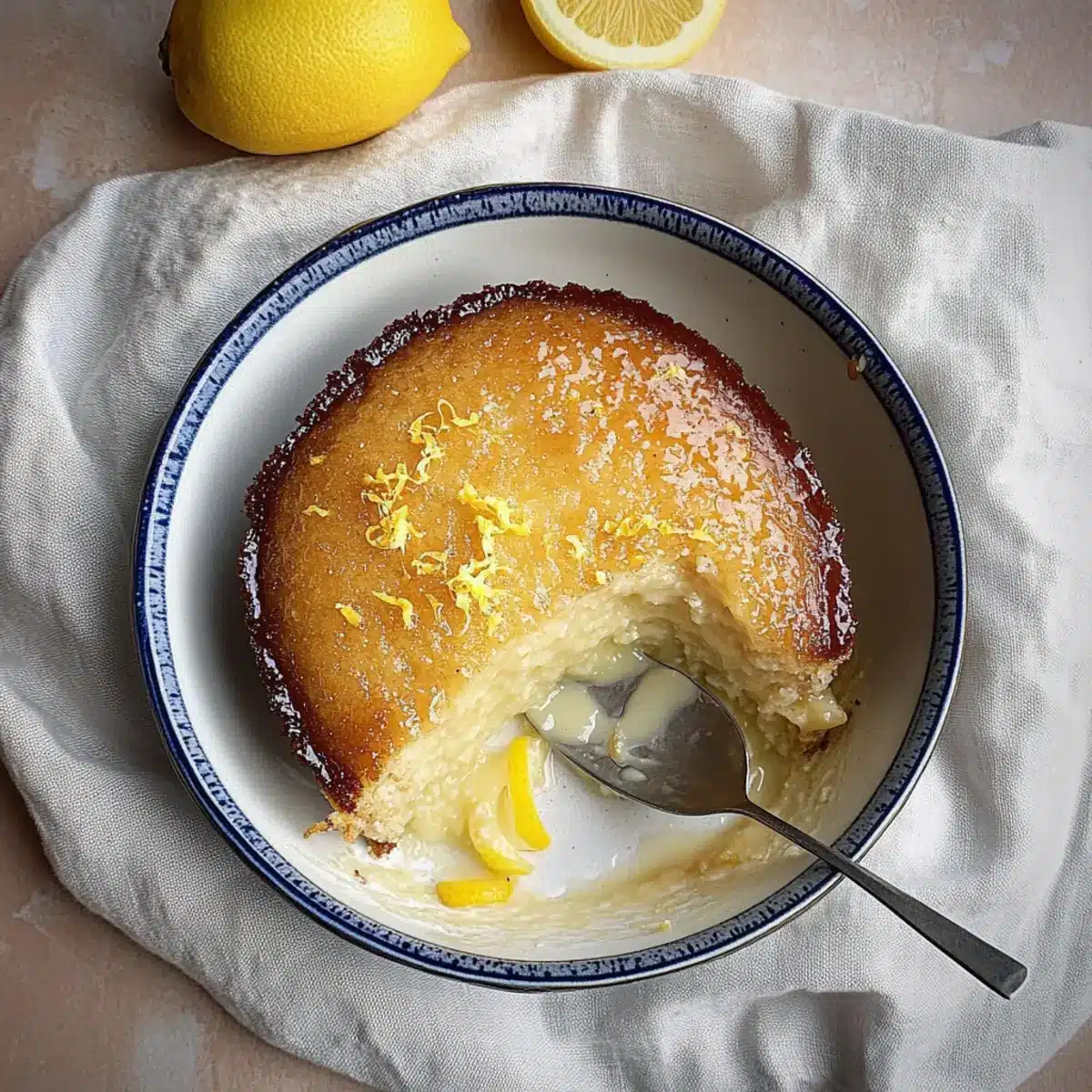Lemon Elderflower Almond Pudding